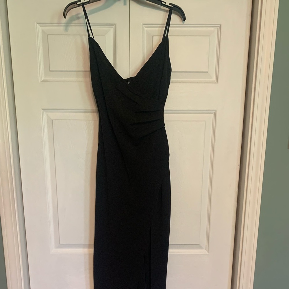 Windsor long black prom dress with half slit